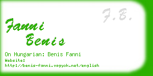 fanni benis business card